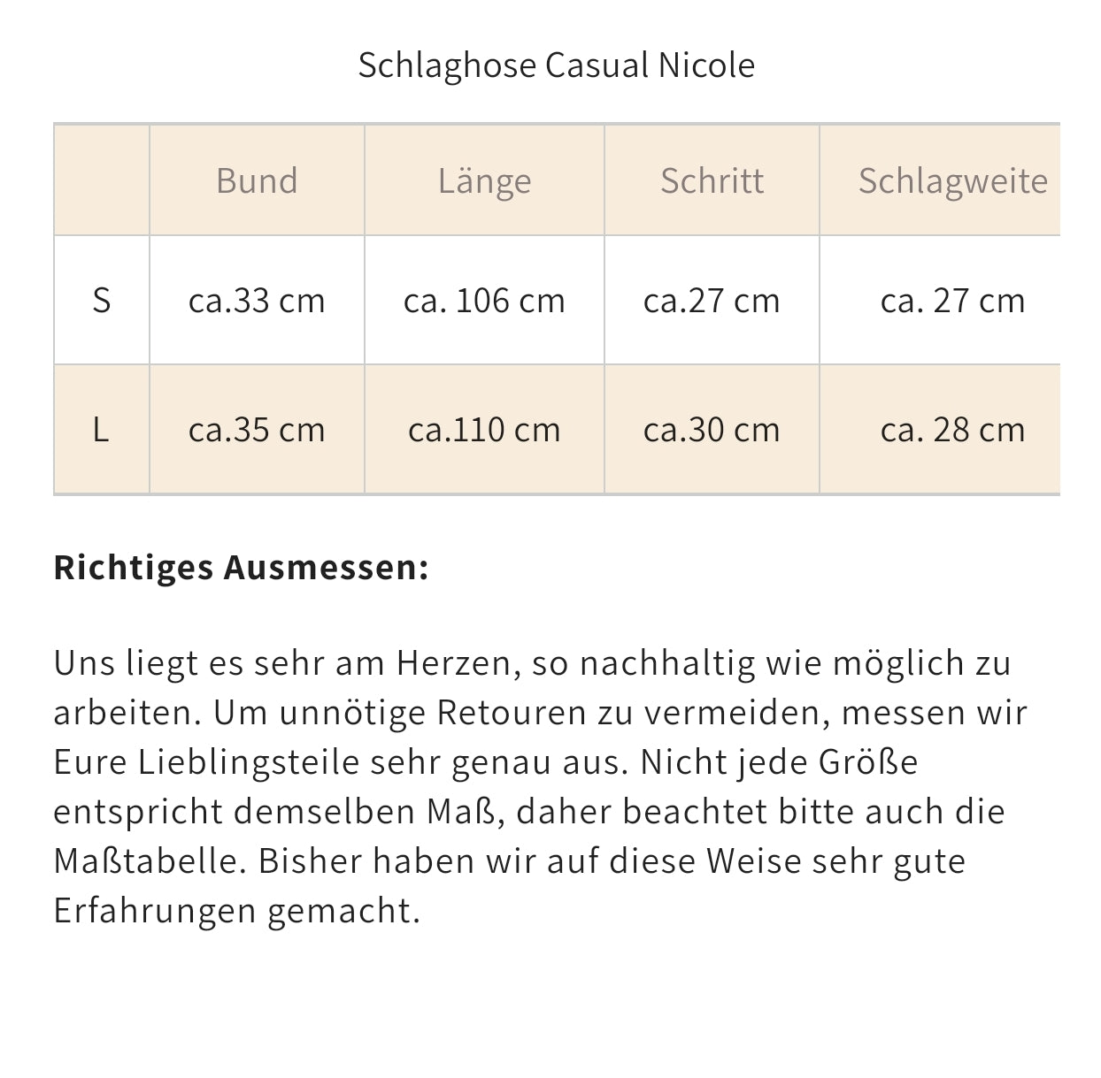 Schlaghose Casual "Hellbeige" S