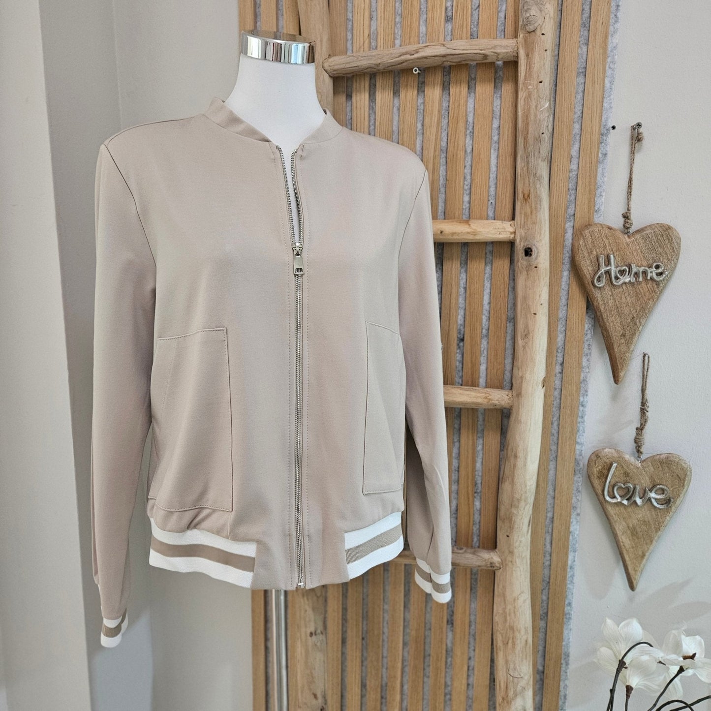 Blouson mit Streifen am Bündchen - Beige