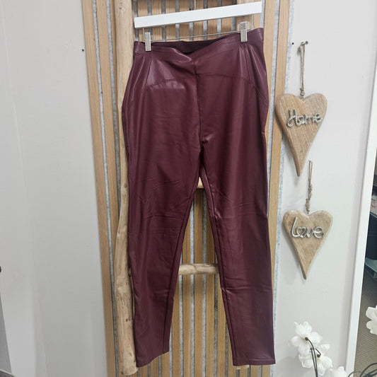 Lederlook Leggins - Bordeaux, XL und 3XL